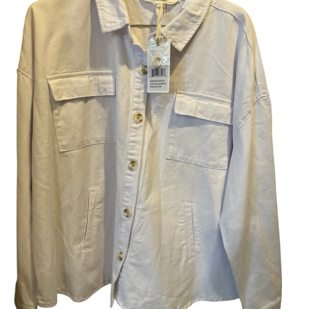 Charlie B women’s‎ white Button-Up Jacket Size L Casual Travel Long Sleeve